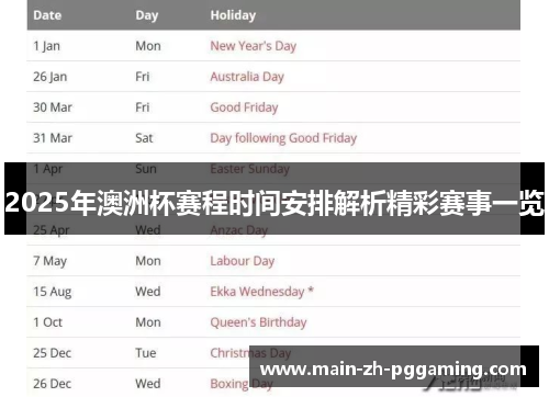 2025年澳洲杯赛程时间安排解析精彩赛事一览 2025年澳洲杯赛程时间安排解析精彩赛事一览