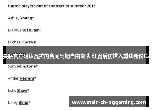 曼联官方确认瓦拉内合同到期自由离队 红魔后防进入重建新阶段